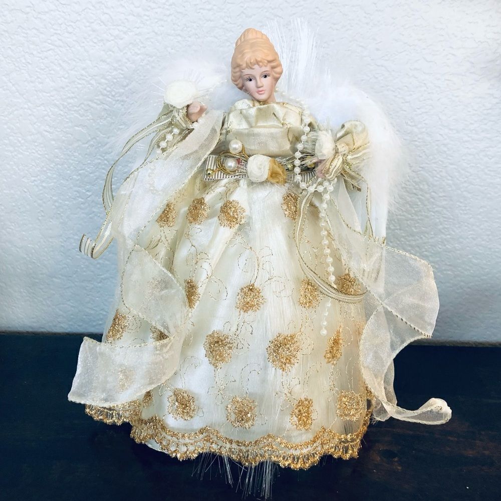 Vintage Christmas Gold Angel HolidayTree Topper